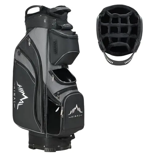 UNIHIMAL 14-way golf cart bag in charcoal gray with a PU leather and polyester blend construction