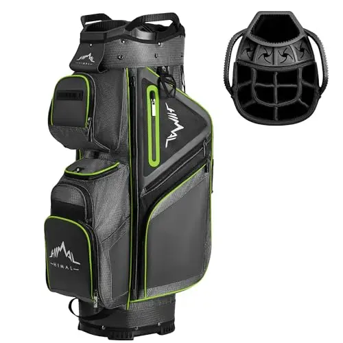 UNIHIMAL 15-way golf cart bag in lead gray showing the anti-shake divider top