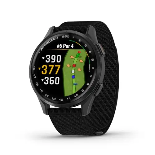 Garmin Approach S50 golf smartwatch on a wrist