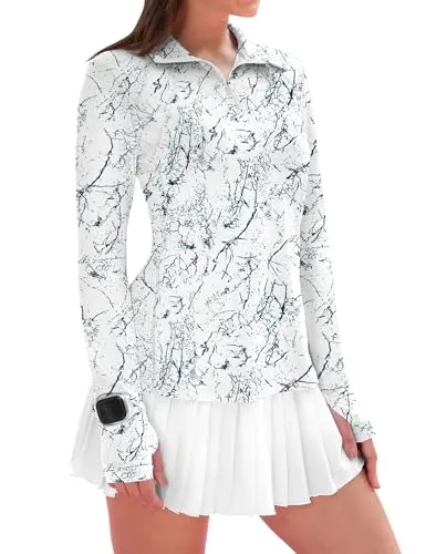 IECCP women's long sleeve quarter-zip golf pullover with hidden watch windows on the wrists