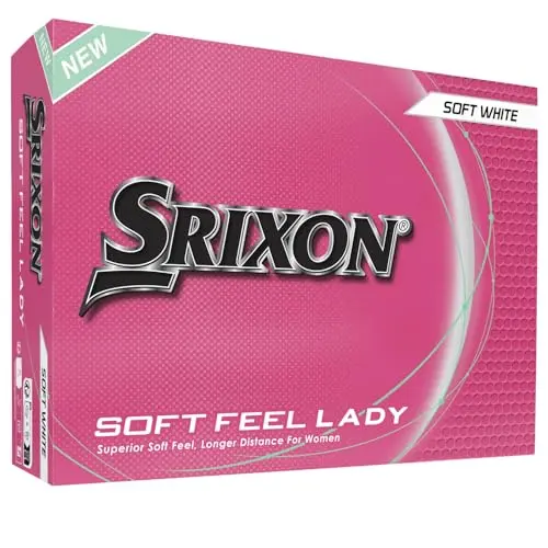 Srixon Soft Feel Lady 9 white golf balls on green grass