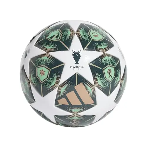 adidas UCL League soccer ball with white, shadow green, and solar slime design