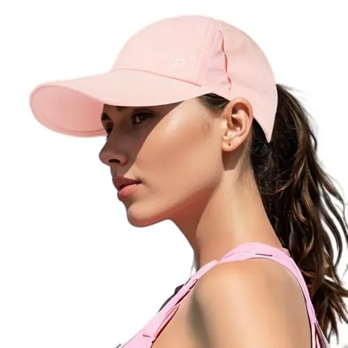 TOP-EX pink foldable baseball cap with hidden ponytail openings