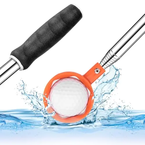 Orange Montela Golf telescopic ball retriever with double-sided cup