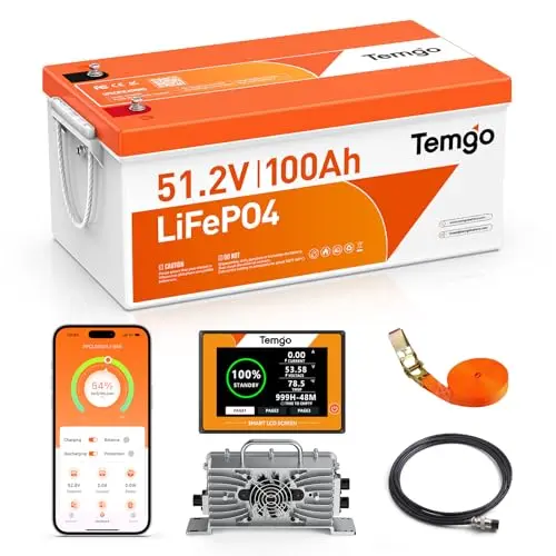 TEMGO 48V 100Ah Lithium Golf Cart Battery Complete Kit