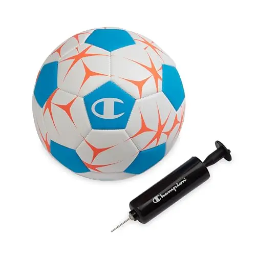 Champion Prodigy soccer ball in white, fierce tide, and very coral colors with a matte finish