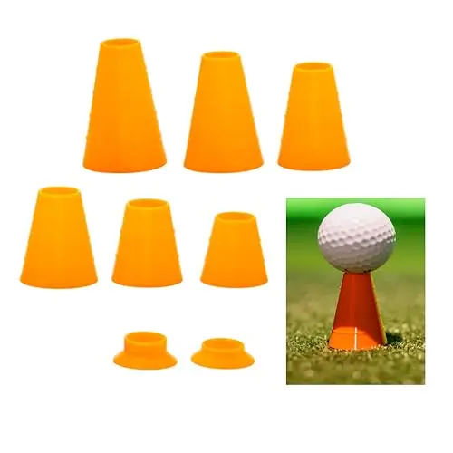 BUCCI GOLF orange plastic golf simulator tees 8 piece set with various sizes