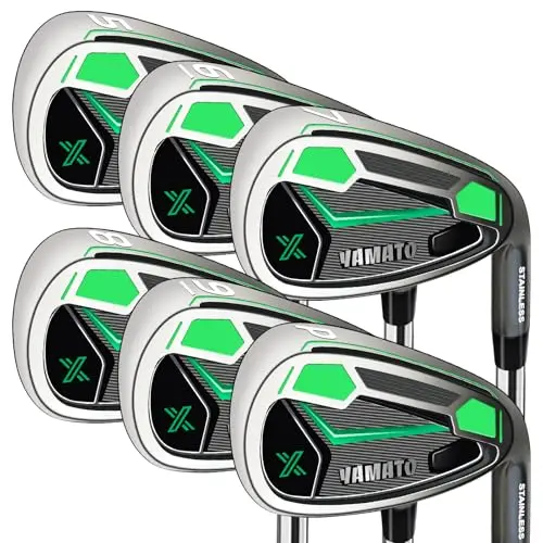 Yamato complete men's golf iron set 5-PW with green accents