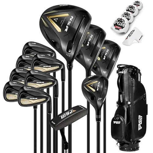 PGM NSR V 18 Piece Men's Complete Golf Club Set with adjustable driver