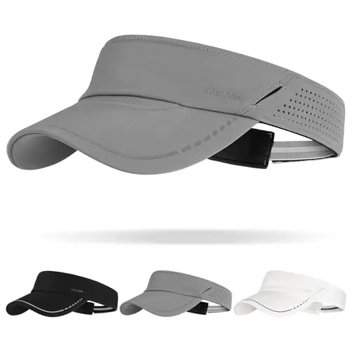 Grey Sukeen reflective running visor with sunglass holder slots