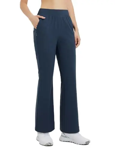 Baleaf women's bootcut golf pants with flared leg and flat waistband