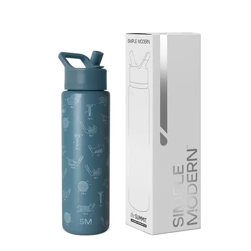 Simple Modern 30oz insulated water bottle with golf course schematic pattern