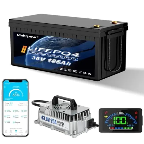 Mehrpow 36V 105Ah waterproof lithium battery with charger for golf cart
