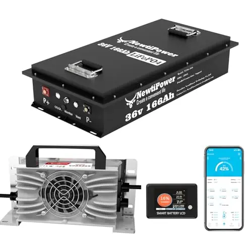 NewtiPower 36V 166Ah lithium golf cart battery with charger and accessories
