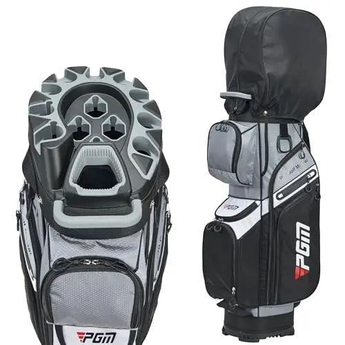 PGM Professional Golf Master black cart bag with 14-way silent organizer top.