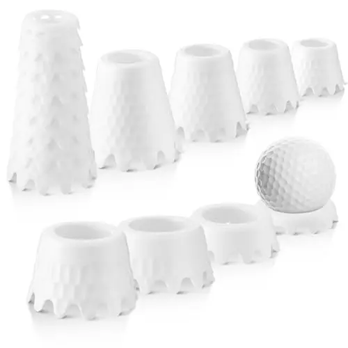 HappyAlley 8 pack white TPU golf simulator tees with ripple design
