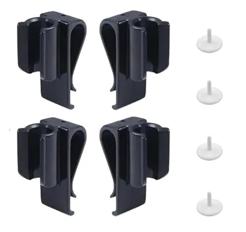 Set of four black plastic golf putter clip organizers