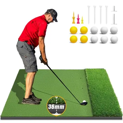 Joloofu dual-turf golf mat with balls and tees included