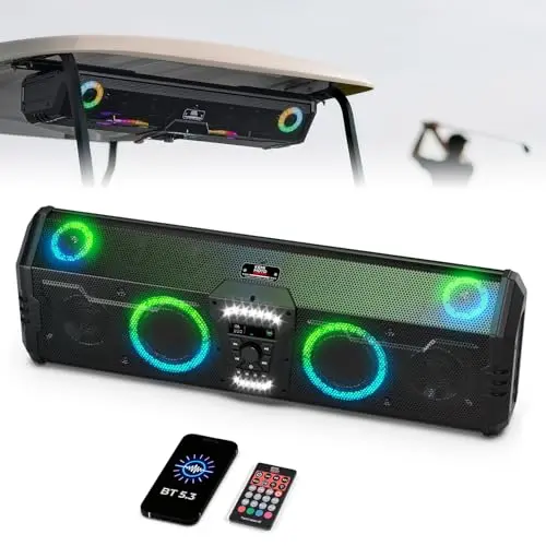 KEMIMOTO Midnight 90 all-in-one golf cart sound bar with RGB lighting