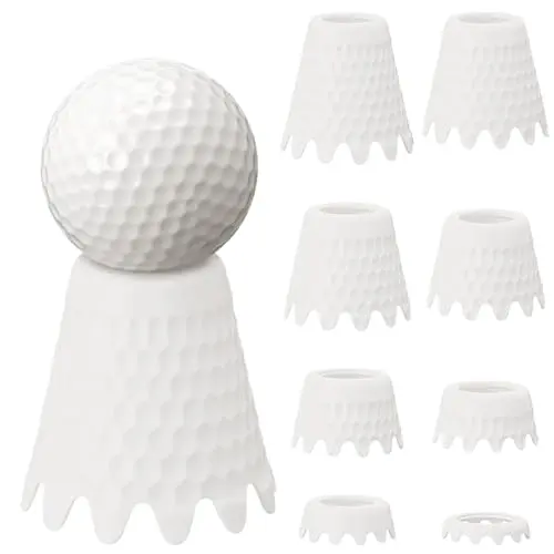 JolliLudo 8 pack white TPU golf practice tees for simulators